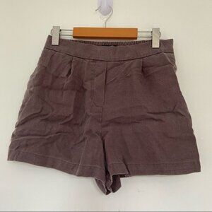 Frank & Oak High Waisted Tencel Greyish Purple Relaxed Shorts